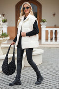 Zip Up Puffer Vest Coat with Pockets - CELIVINE
