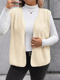 Full Size Open Front Vest Coat Plus Size - CELIVINE