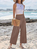 Wide Leg Smocked High Waist Pants - CELIVINE