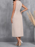 Ruched Sleeveless Midi Dress - CELIVINE