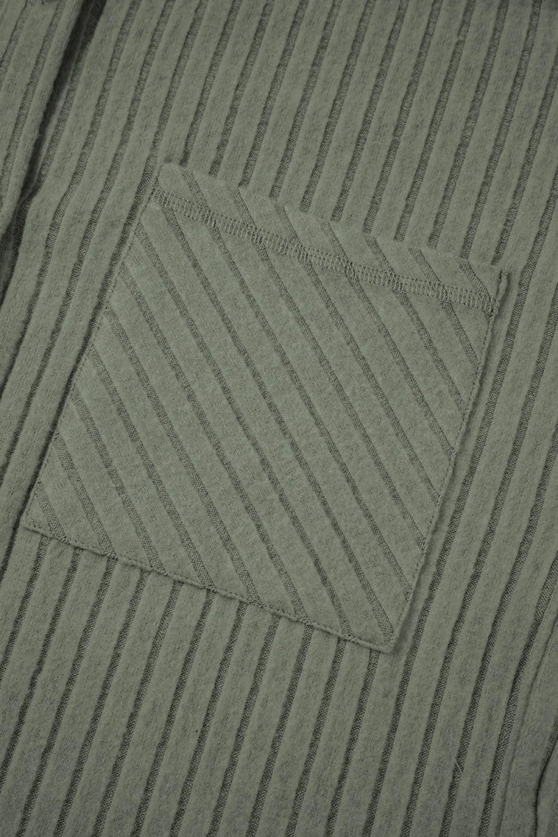 Ribbed Knit Button - Up Cardigan - CELIVINE