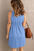 Sleeveless Button Down Mini Magic Dress - CELIVINE