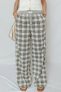 Plaid Wide Leg Pants - CELIVINE