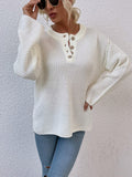 Quarter - Button Slit Sweater - CELIVINE