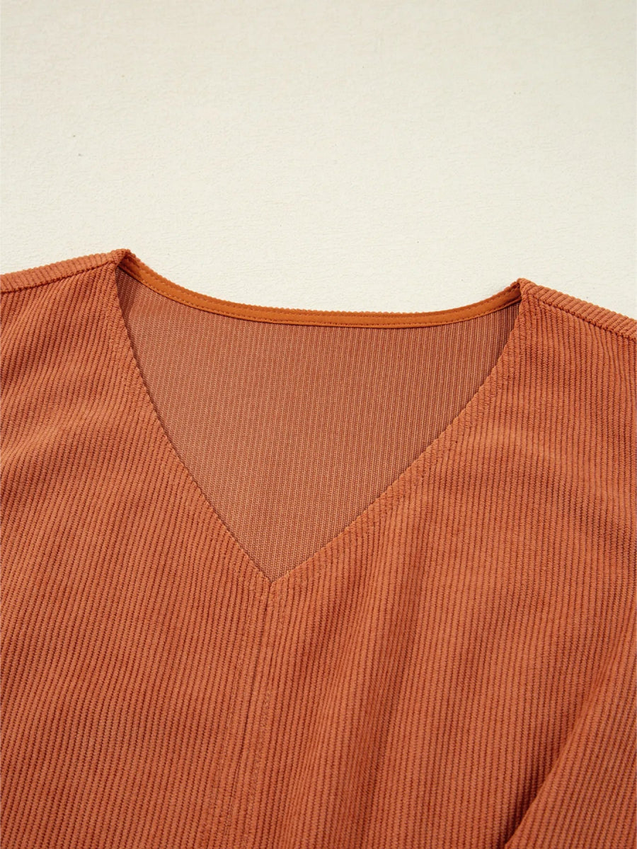 Corduroy Western Embroidered Patched Pocket Shift Sleeveless Mini Dress - CELIVINE