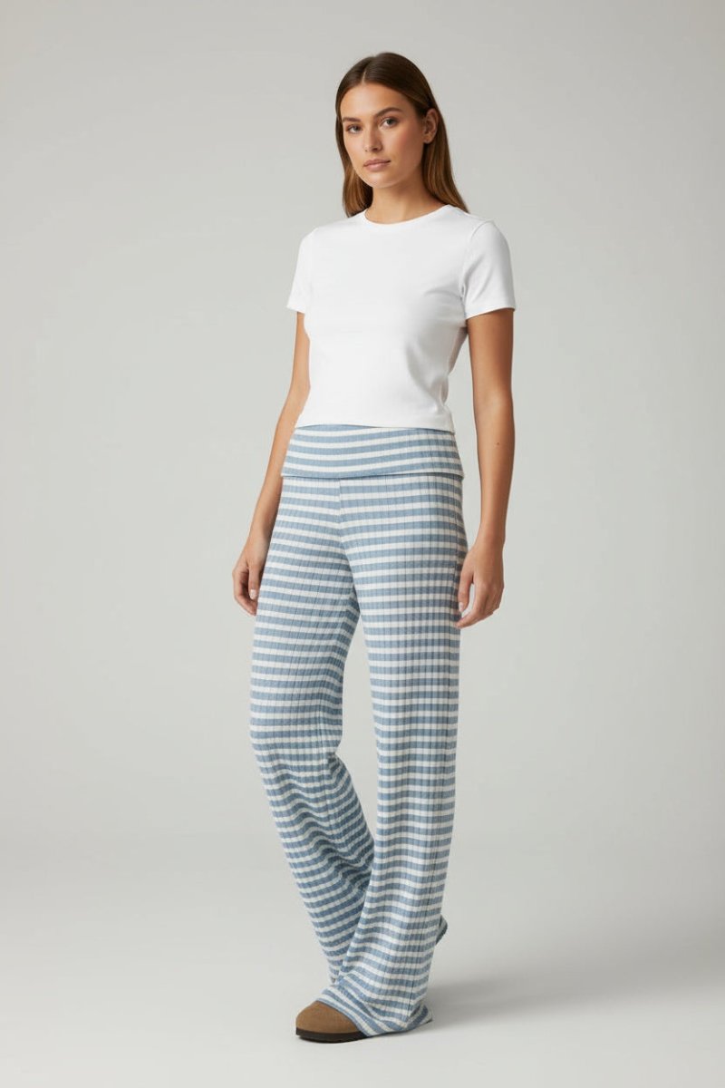 Striped Wide Leg Pants - CELIVINE