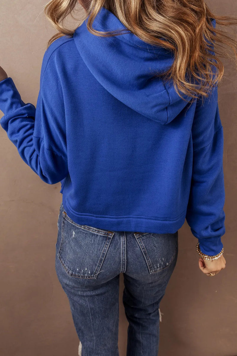 Drawstring Long Sleeve Hoodie - CELIVINE