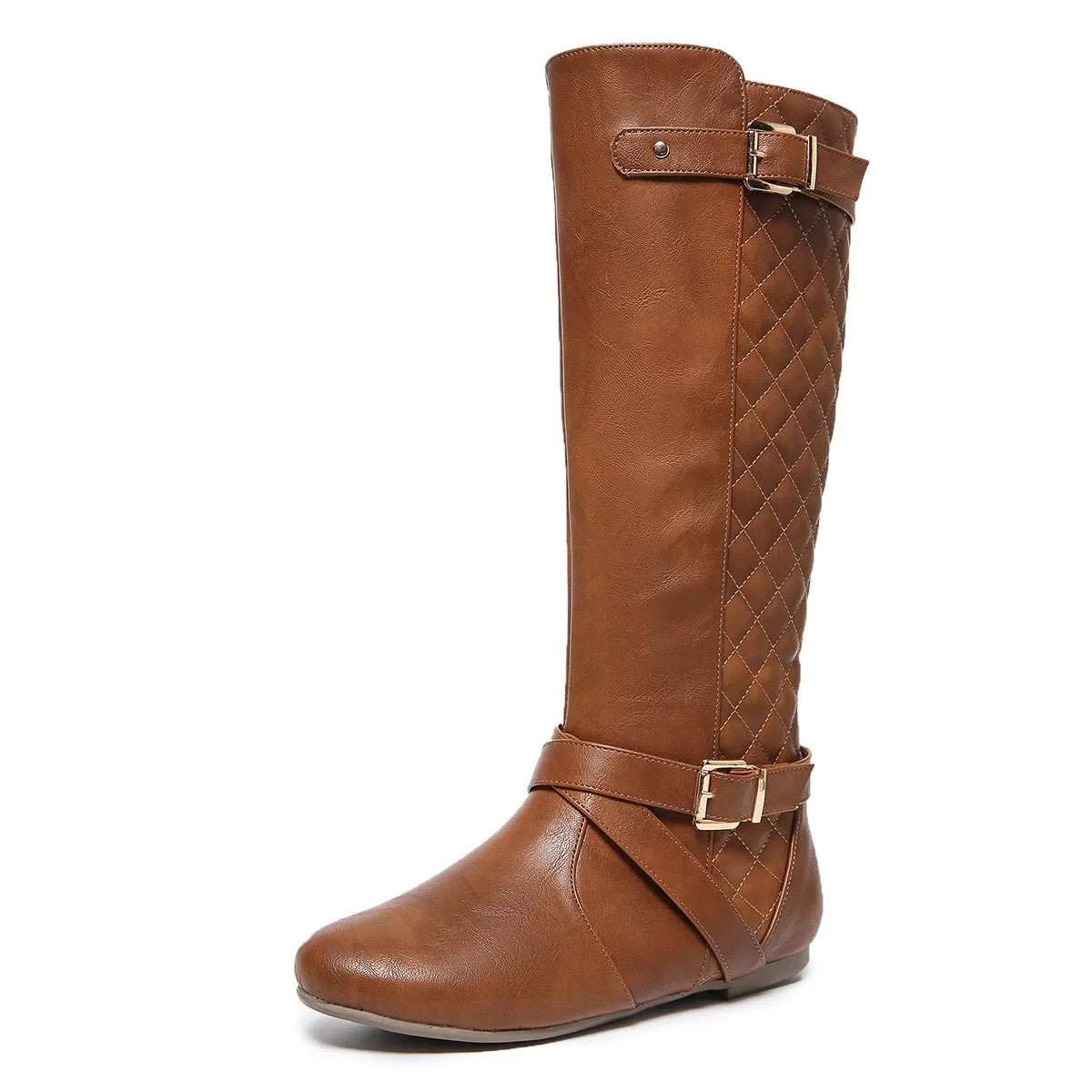 Round Toe Block Heels Boots - CELIVINE