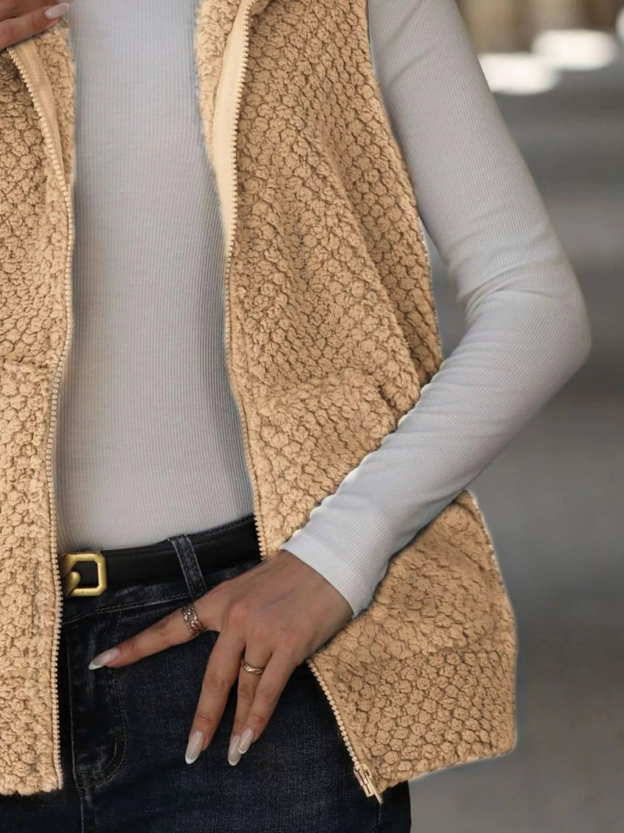 Zip - Up Vest Coat - CELIVINE