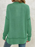 Side Slit Round Neck Dropped Shoulder Sweatshirt - CELIVINE