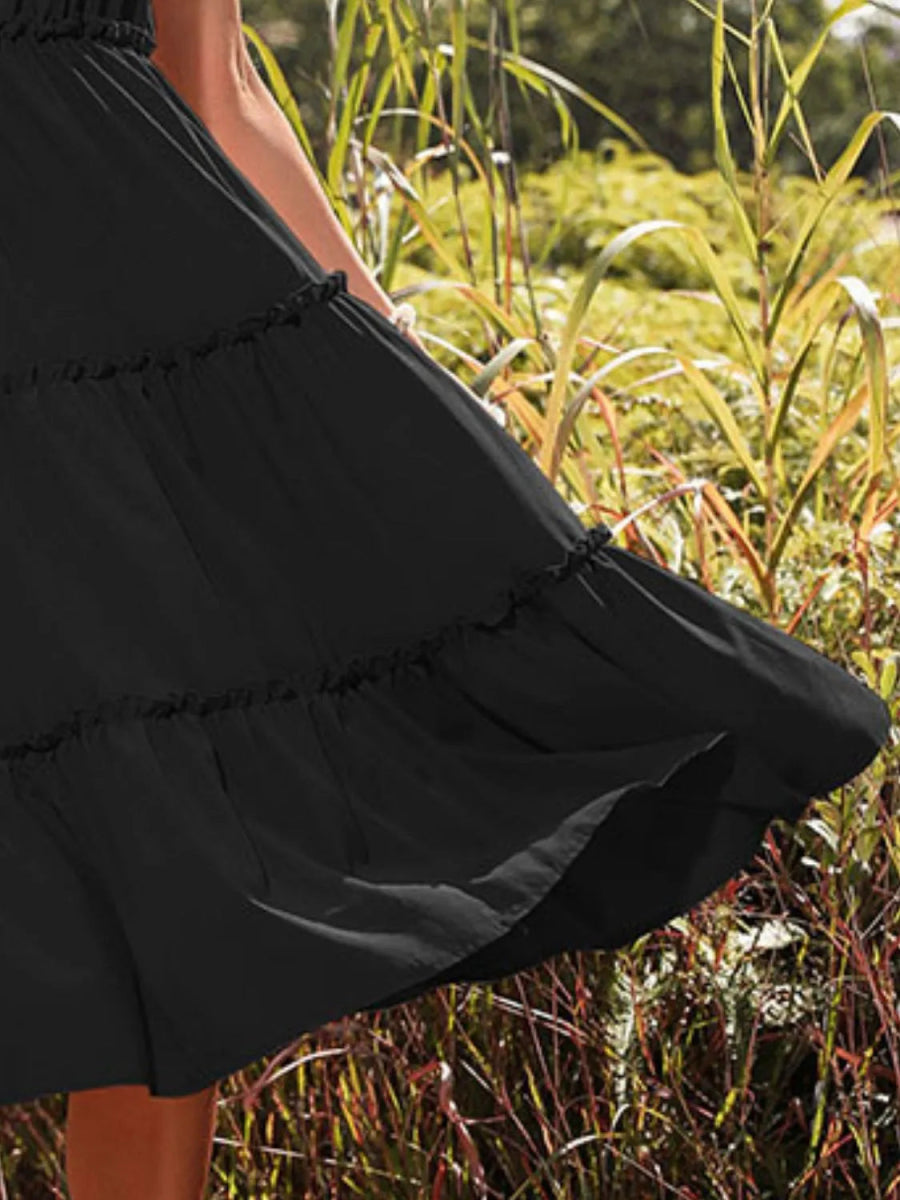 Frill Tiered Midi Dress - CELIVINE