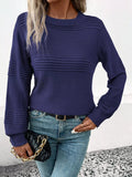 Round Neck Long Sleeve Sweater - CELIVINE