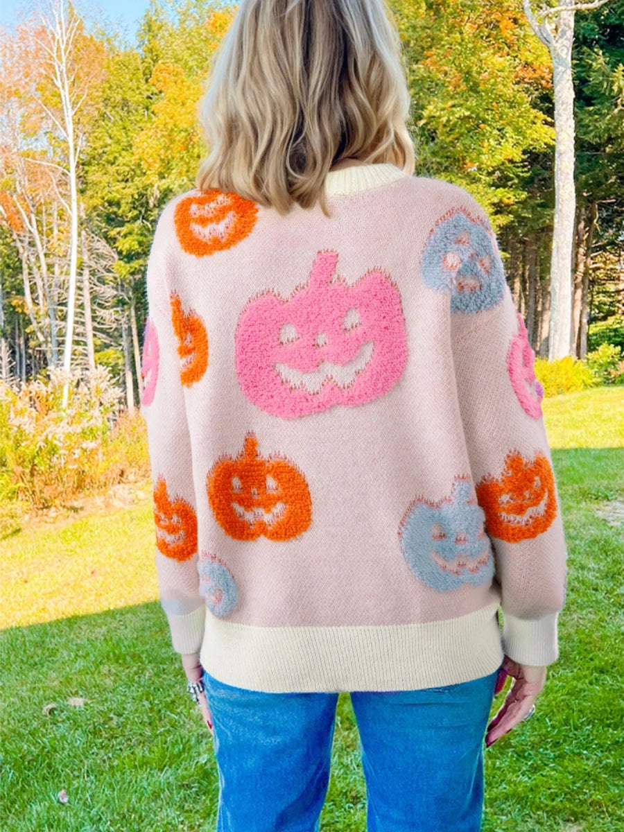 Halloween Cute Pumpkin Pattern Sweater - CELIVINE