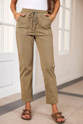 Drawstring Straight Pants with Pockets - CELIVINE