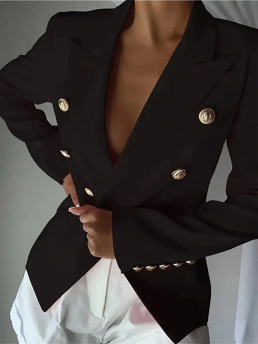 Decor Button Lapel Collar Blazer - CELIVINE