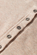 Short Sleeve Half Button Ribbed Knit Top - CELIVINE