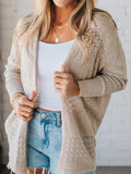 Hollowed Knit Open Front Cardigan - CELIVINE
