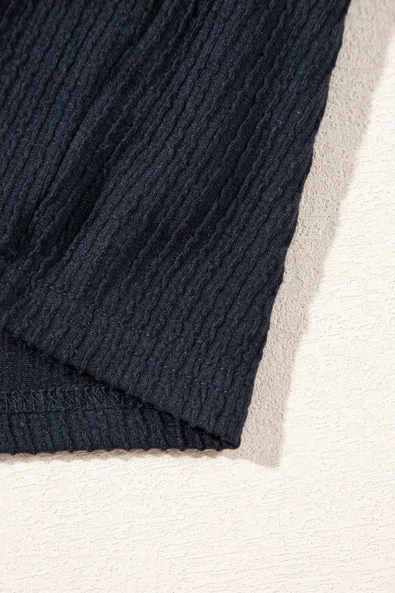 Smocked Bust Textured Knit Sleeveless Romper - CELIVINE