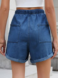 Drawstring Wash Denim Shorts - CELIVINE