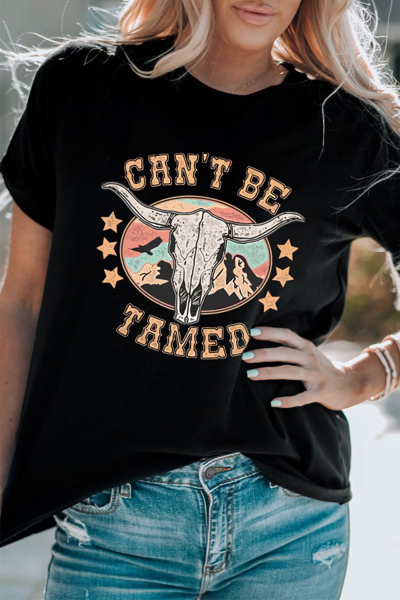 CAN'T BE TAMED Graphic Short Sleeve Tee - CELIVINE