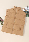 Zip Up Vest Coat with Pockets - CELIVINE