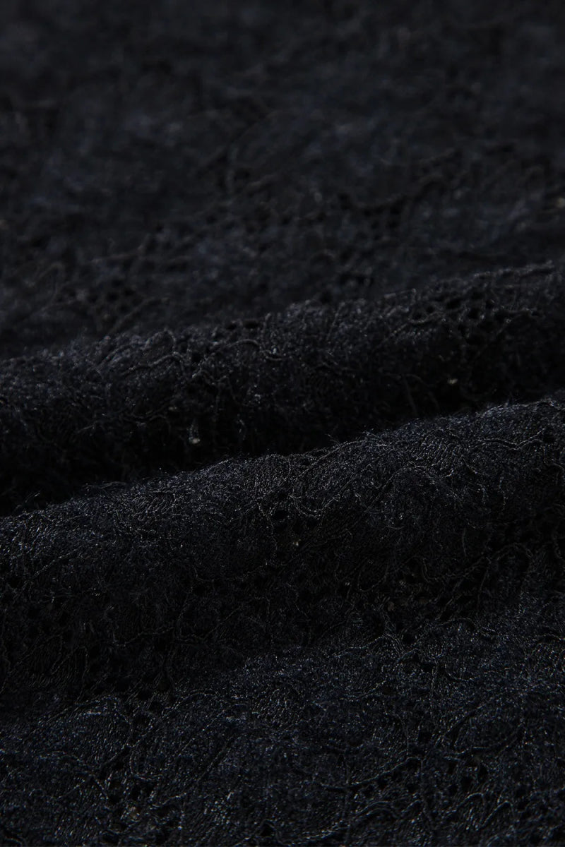 Lace Mock Neck Long Sleeve Blouse - CELIVINE