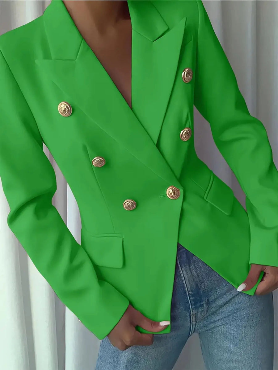 Decor Button Lapel Collar Blazer - CELIVINE