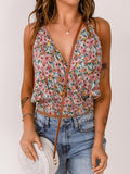 Floral Print Halter Cami - CELIVINE