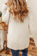 Openwork Round Neck Long Sleeve Sweater - CELIVINE