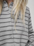 Striped Button Up Cardigan - CELIVINE
