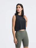 Round Neck Cropped Active Tank - CELIVINE