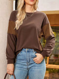 Striped Round Neck Long Sleeve Sweatshirt - CELIVINE