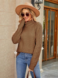 Cable - Knit Mock Neck Sweater - CELIVINE