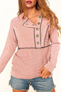 Buttoned Long Sleeve Hoodie - CELIVINE