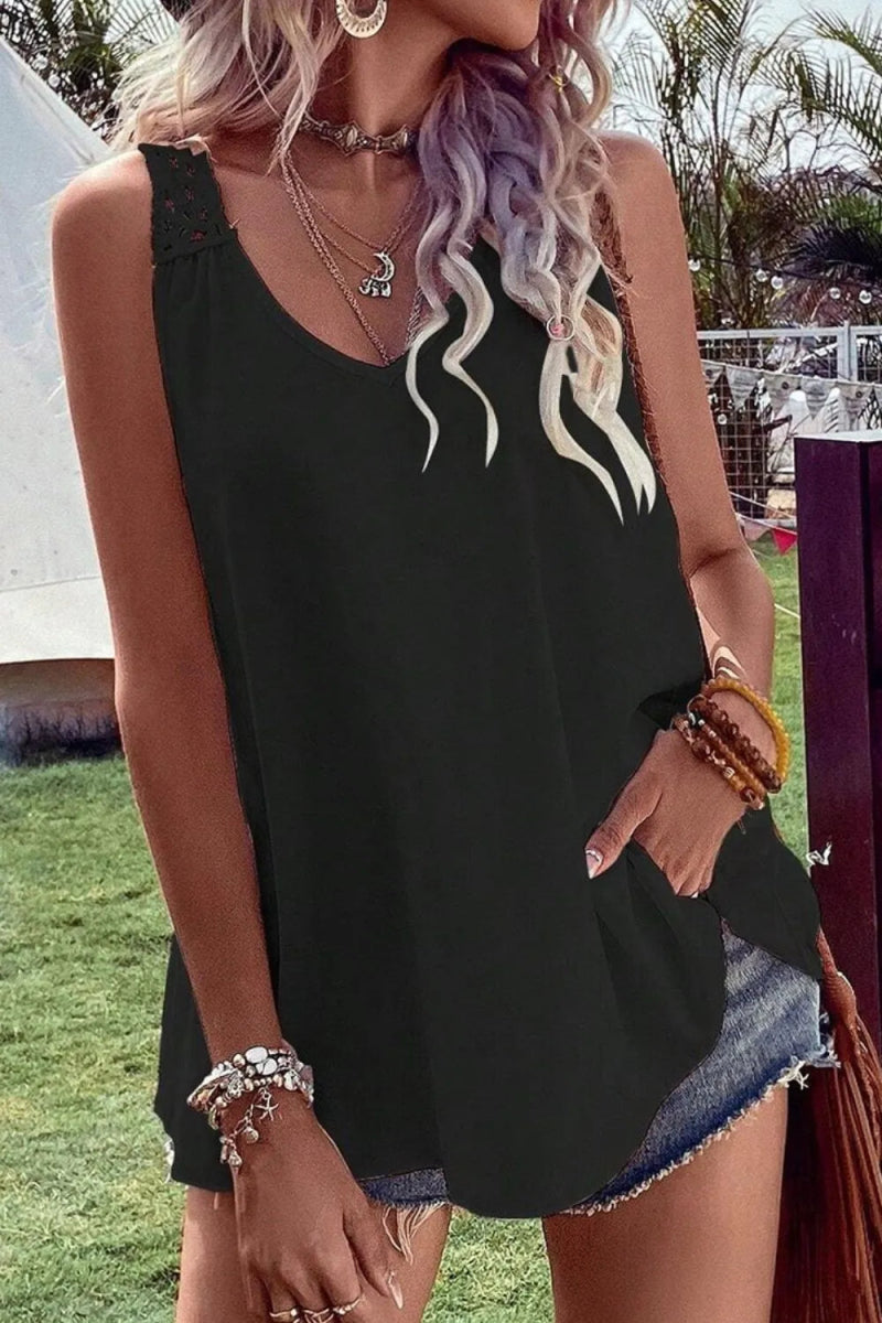 Openwork V - Neck Tank - CELIVINE