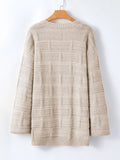 Textured Knit Open Front Cardigan with Pockets - CELIVINE