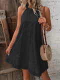 Eyelet Grecian Neck Mini Dress - CELIVINE
