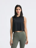 Round Neck Cropped Active Tank - CELIVINE