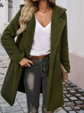 Devine Pocketed Long Sleeve Hooded Teddy Coat - CELIVINE
