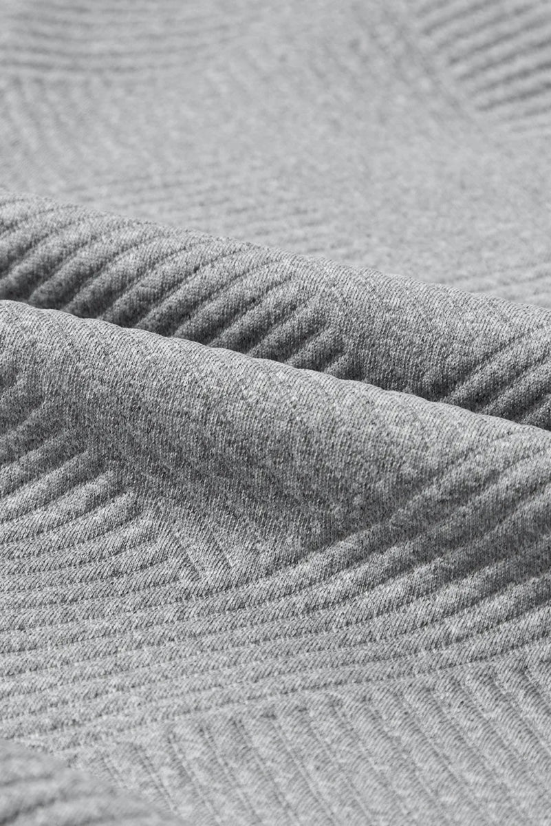 Textured Turtleneck Long Sleeve Sweatshirt - CELIVINE