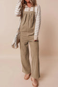 Square Neck Wide Strap Overalls - CELIVINE
