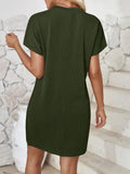 Round Neck Short Sleeve Mini Dress - CELIVINE