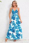 Printed Surplice Maxi Cami Dress - CELIVINE