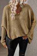 V - Neck Batwing Sleeve Sweater - CELIVINE