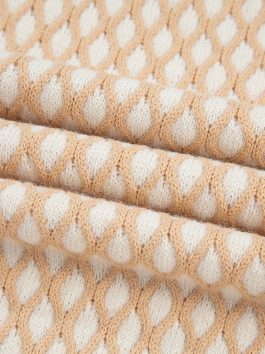 Textured Knit Mock Neck Sweater - CELIVINE