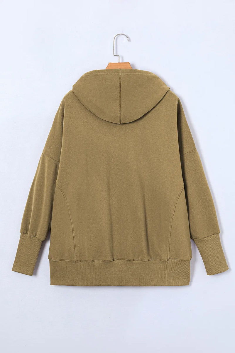 Quarter - Snap Dropped Shoulder Hoodie - CELIVINE