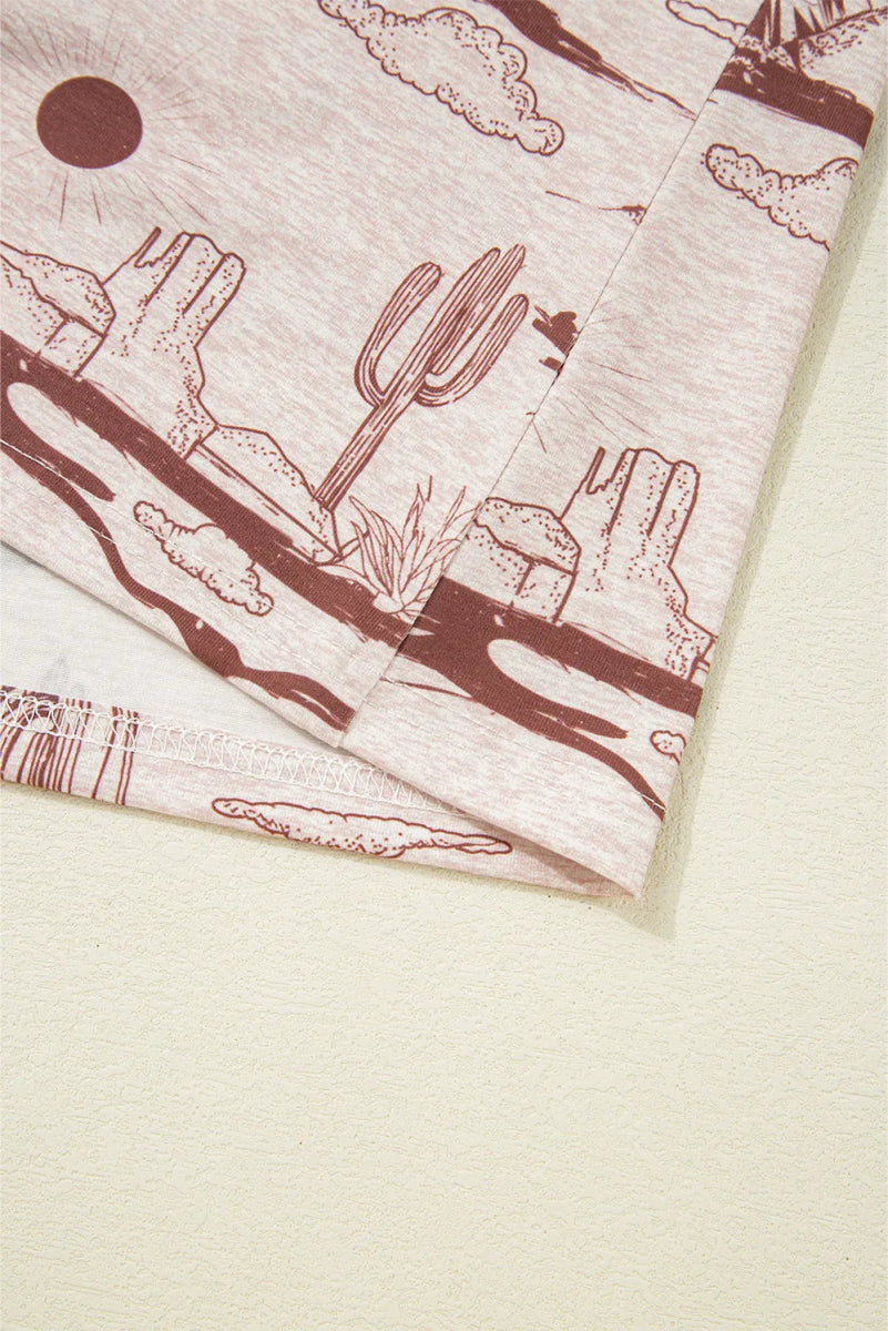 Printed Round Neck Short Sleeve T-Shirt - CELIVINE