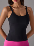 Scoop Neck Active Tank with Detachable Chest Pads - CELIVINE