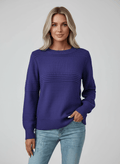 Round Neck Long Sleeve Sweater - CELIVINE