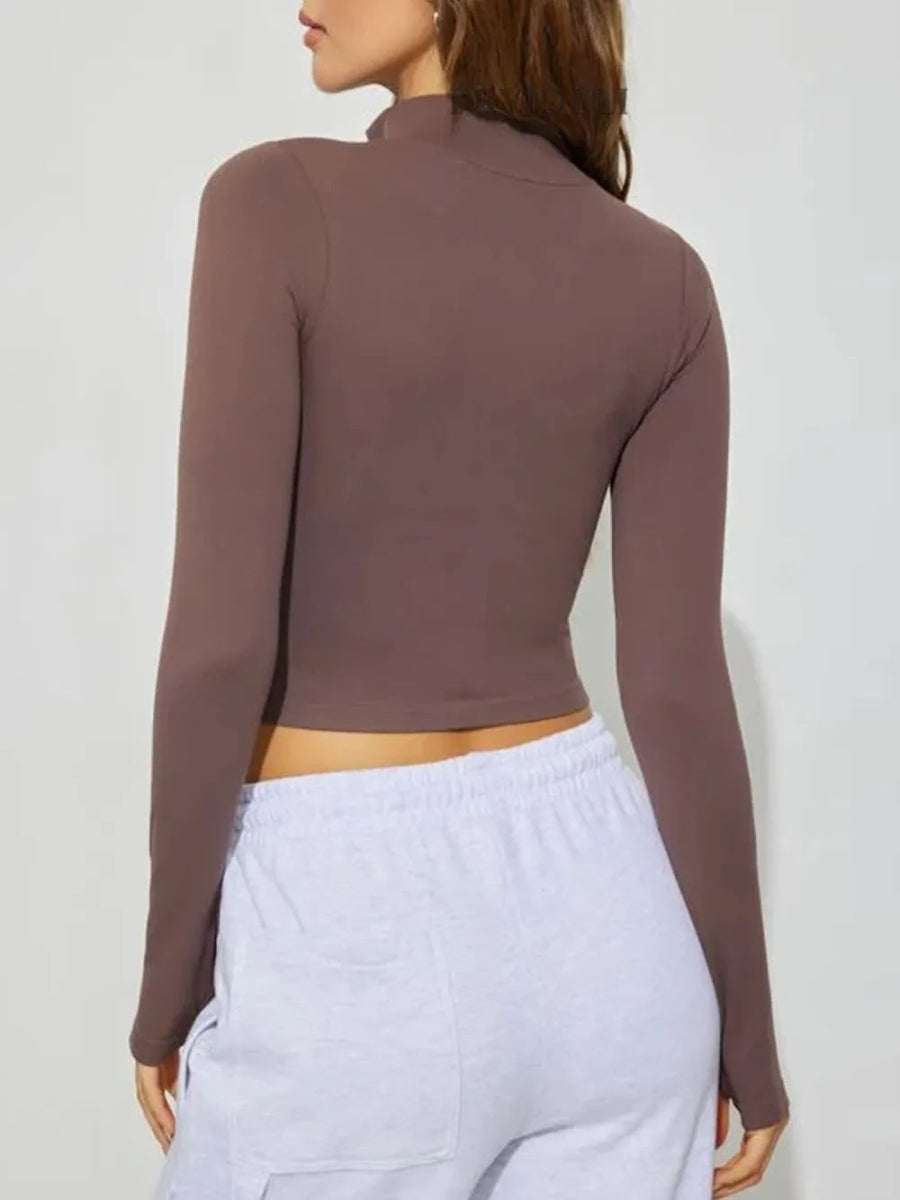 Zip Up Long Sleeve Active Outerwear - CELIVINE